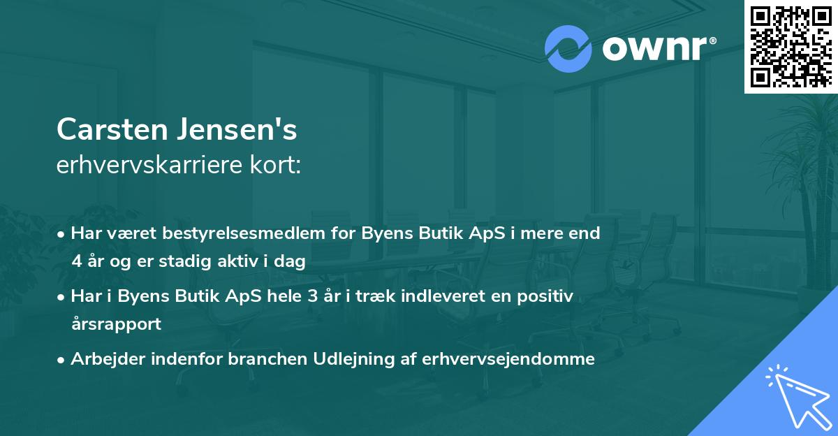 Carsten Jensen's erhvervskarriere kort