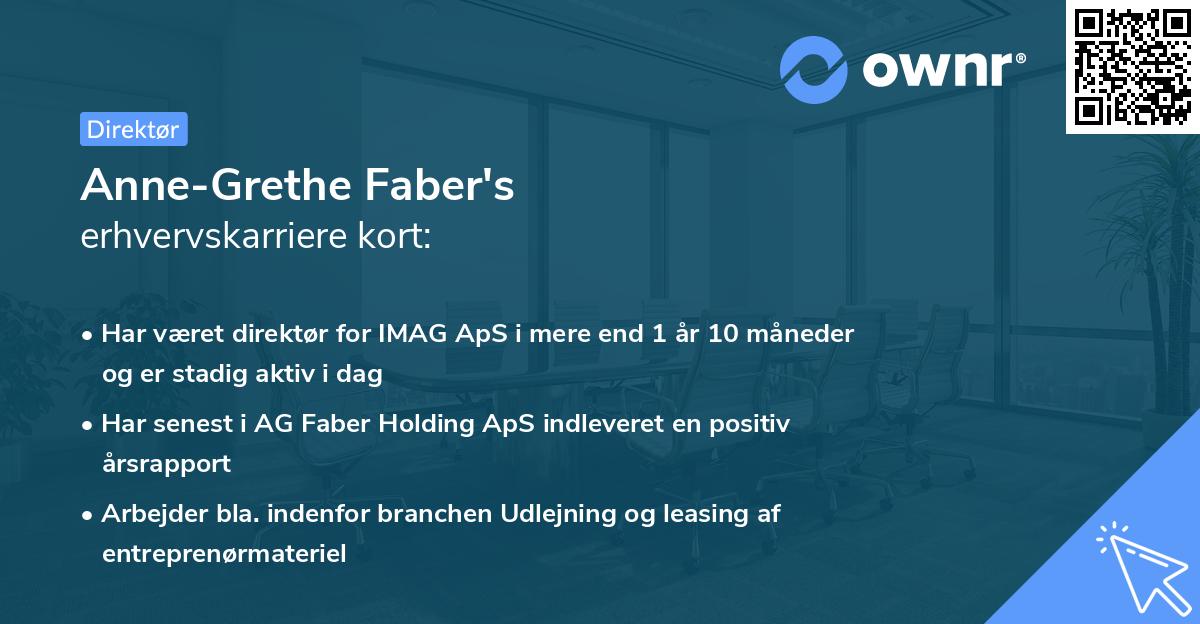 Anne-Grethe Faber's erhvervskarriere kort