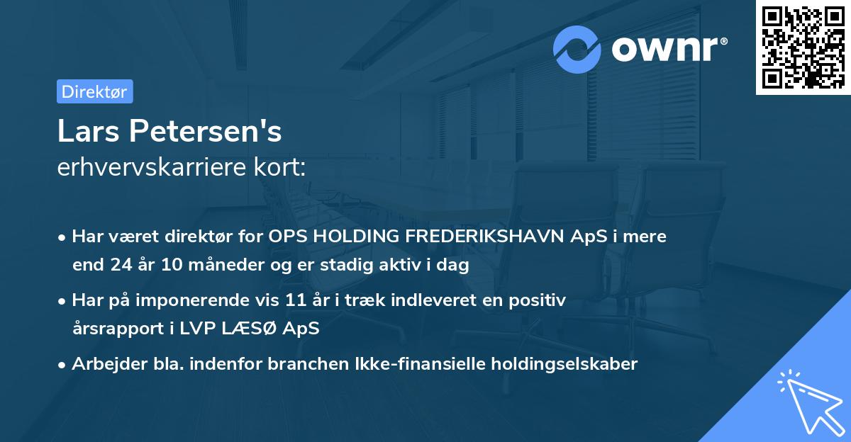 Lars Petersen's erhvervskarriere kort