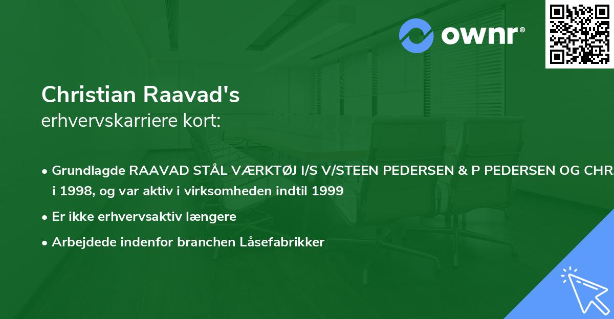 Christian Raavad's erhvervskarriere kort