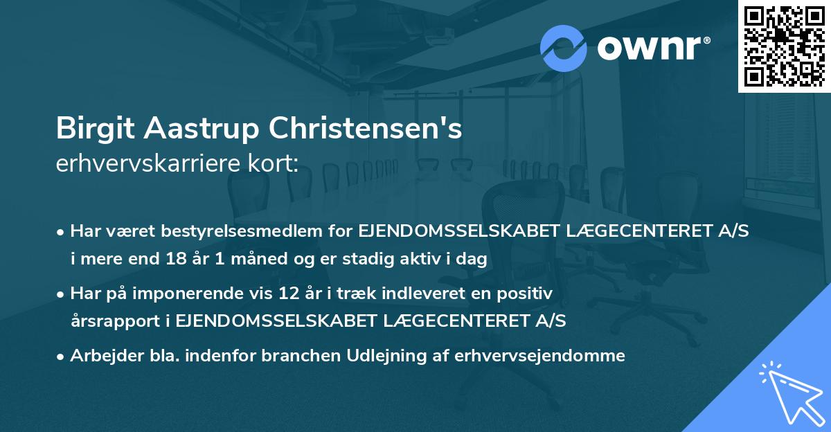 Birgit Aastrup Christensen's erhvervskarriere kort