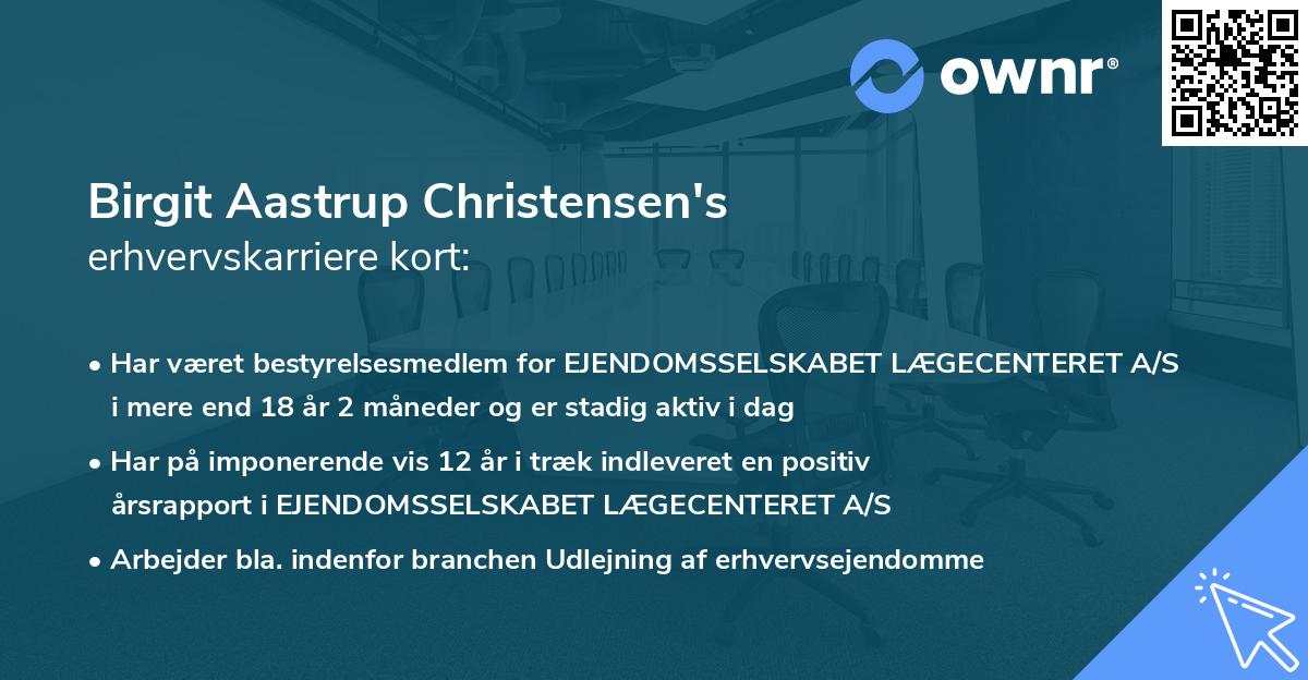 Birgit Aastrup Christensen's erhvervskarriere kort