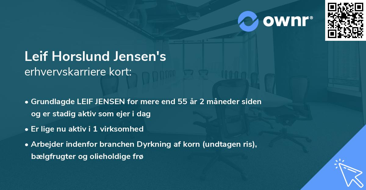 Leif Horslund Jensen's erhvervskarriere kort