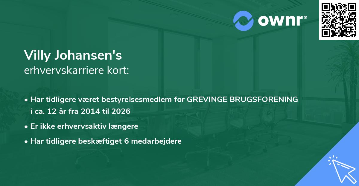 Villy Johansen's erhvervskarriere kort