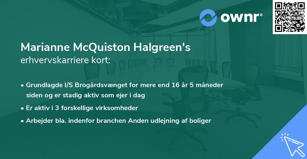 Marianne McQuiston Halgreen's erhvervskarriere kort