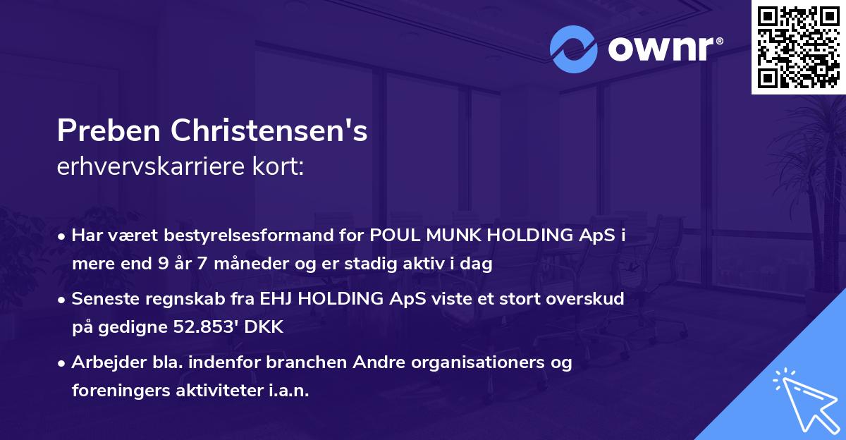 Preben Christensen's erhvervskarriere kort