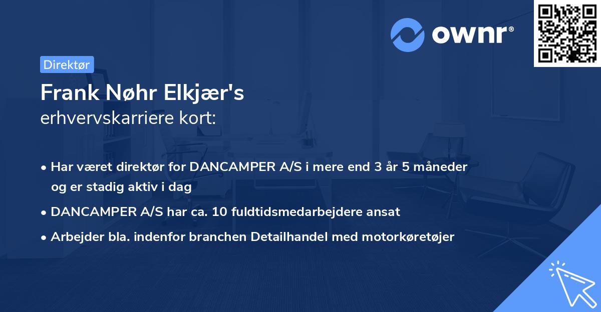 Frank Nøhr Elkjær's erhvervskarriere kort