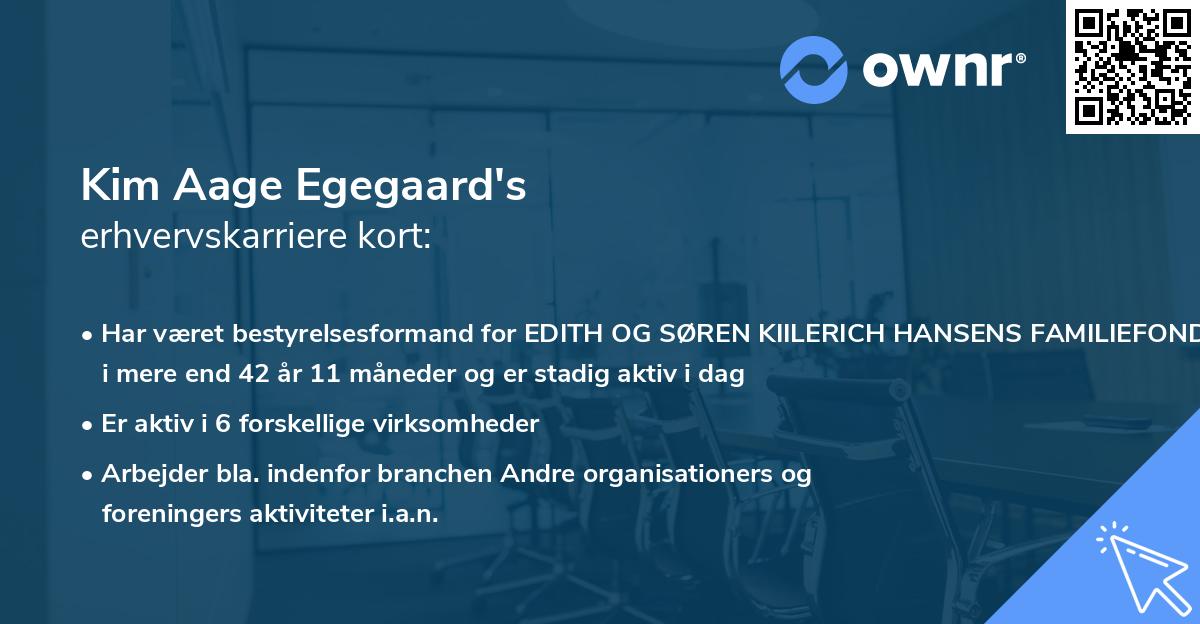 Kim Aage Egegaard's erhvervskarriere kort