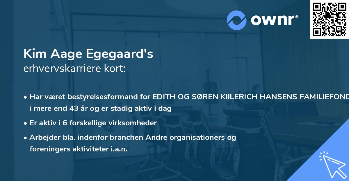 Kim Aage Egegaard's erhvervskarriere kort