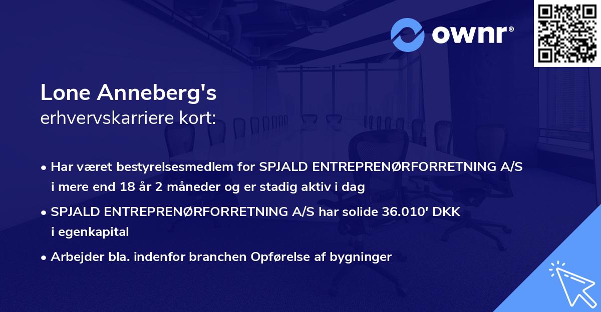 Lone Anneberg's erhvervskarriere kort