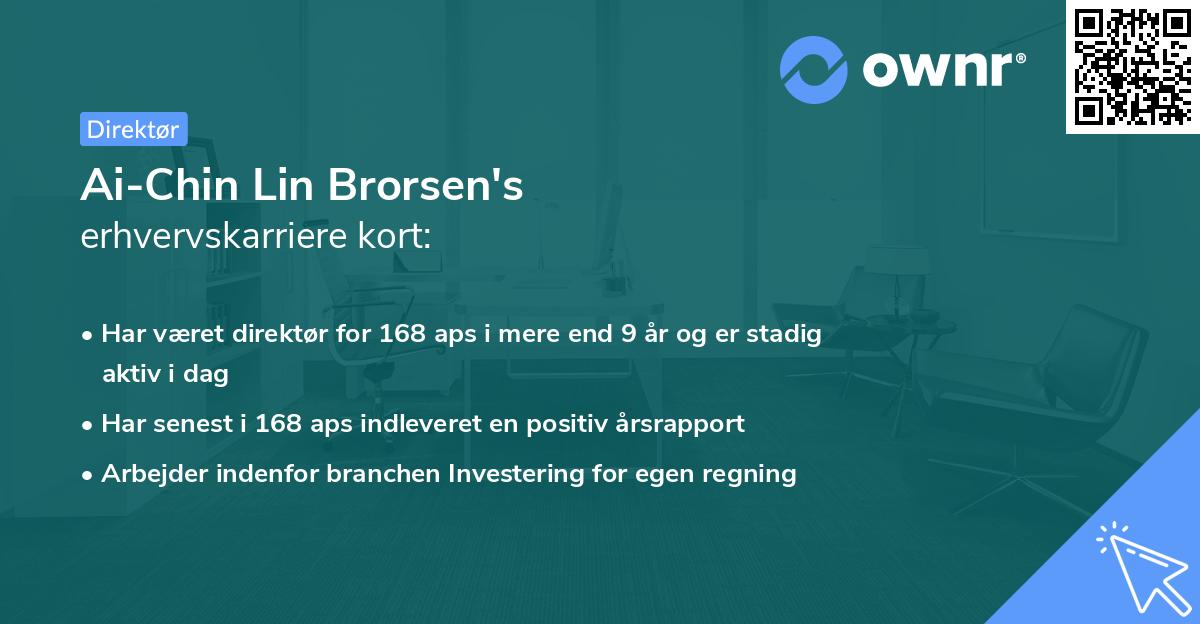 Ai-Chin Lin Brorsen's erhvervskarriere kort