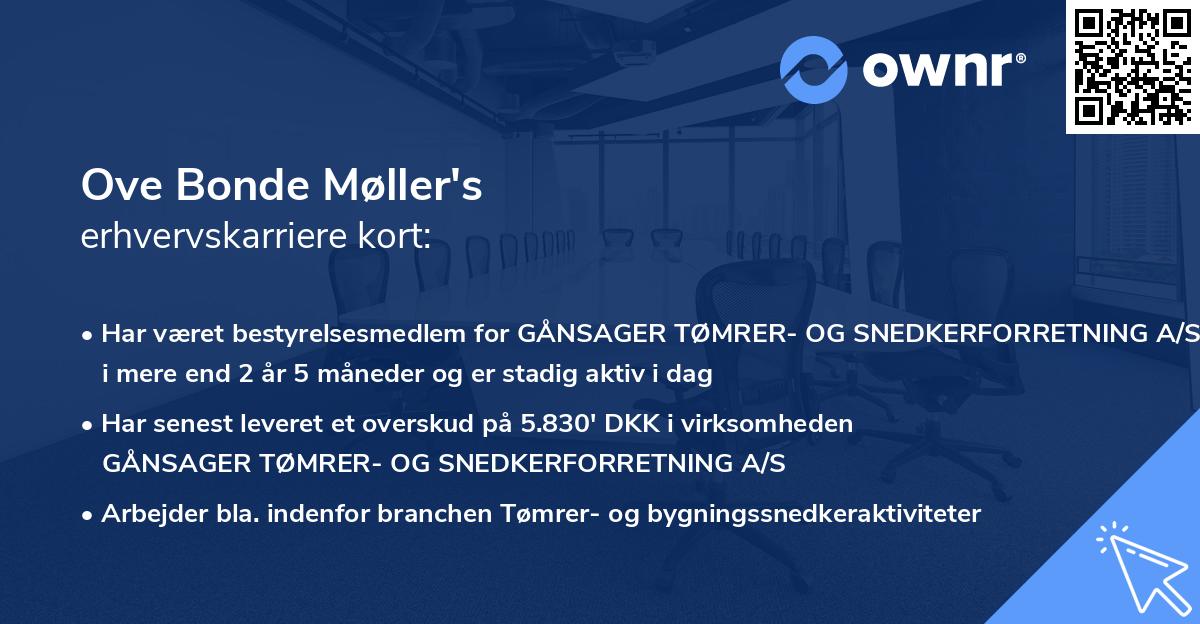 Ove Bonde Møller's erhvervskarriere kort