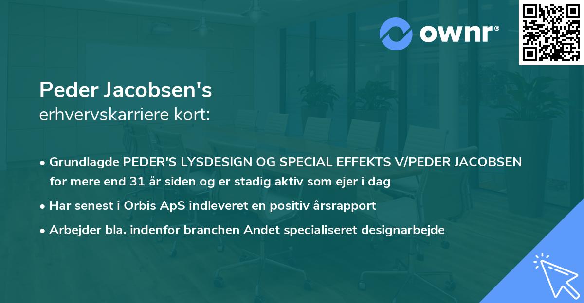 Peder Jacobsen's erhvervskarriere kort