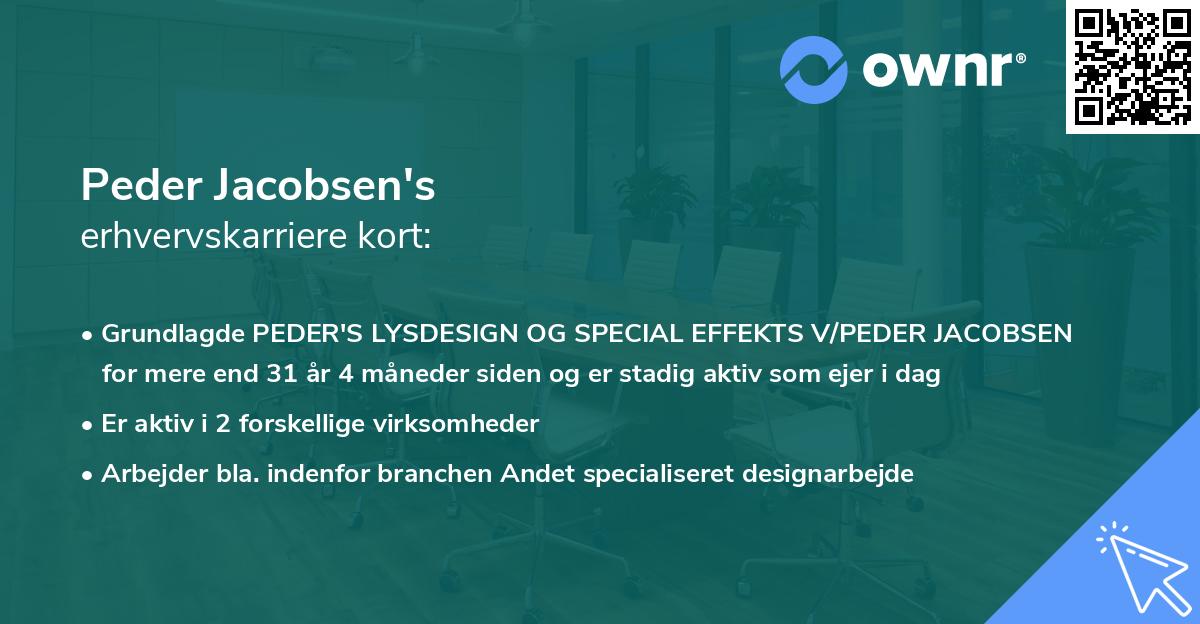 Peder Jacobsen's erhvervskarriere kort