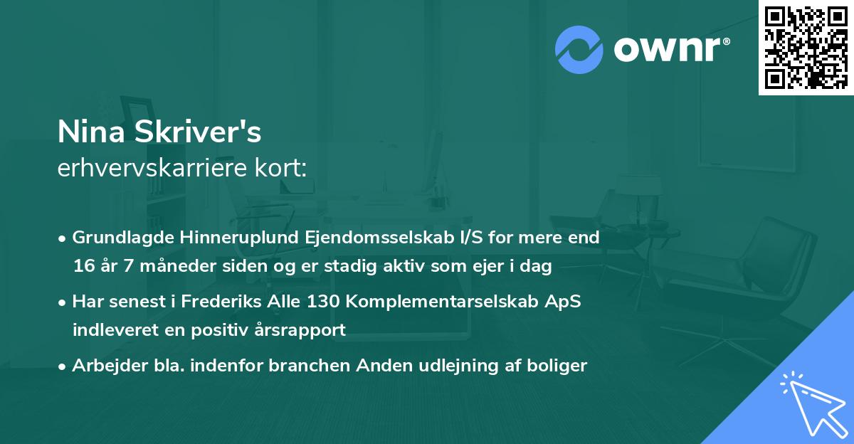 Nina Skriver's erhvervskarriere kort