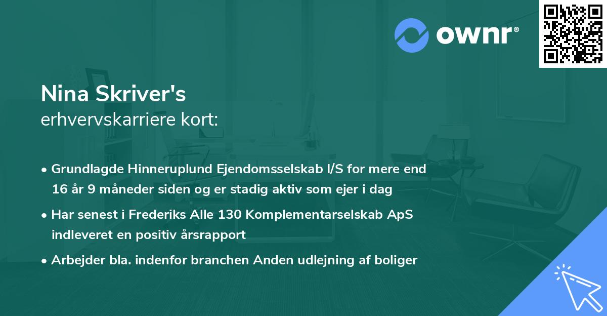 Nina Skriver's erhvervskarriere kort
