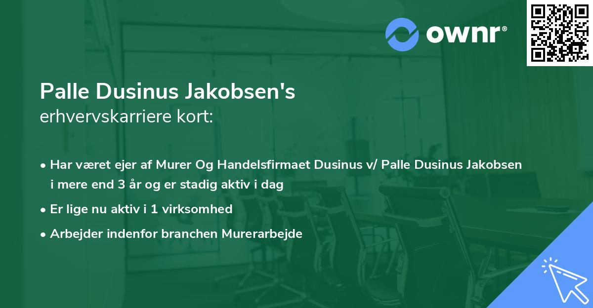Palle Dusinus Jakobsen's erhvervskarriere kort