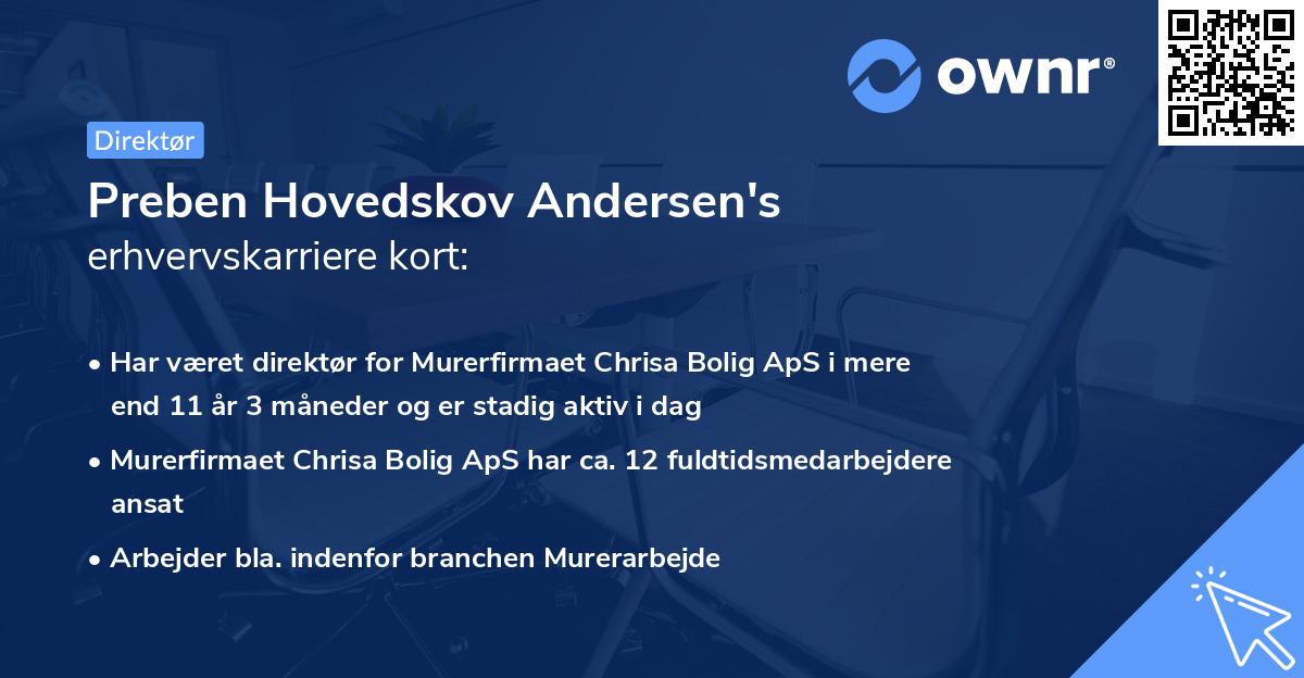 Preben Hovedskov Andersen's erhvervskarriere kort