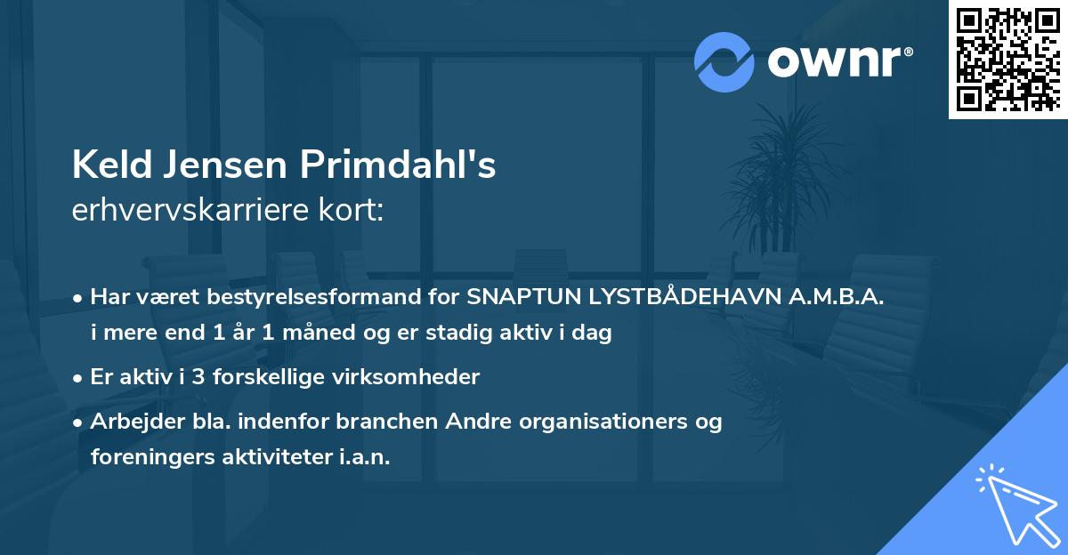 Keld Jensen Primdahl's erhvervskarriere kort