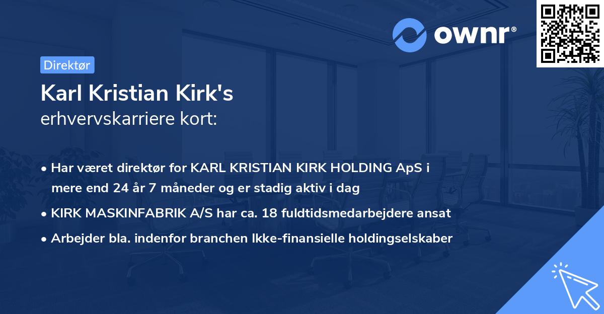 Karl Kristian Kirk's erhvervskarriere kort