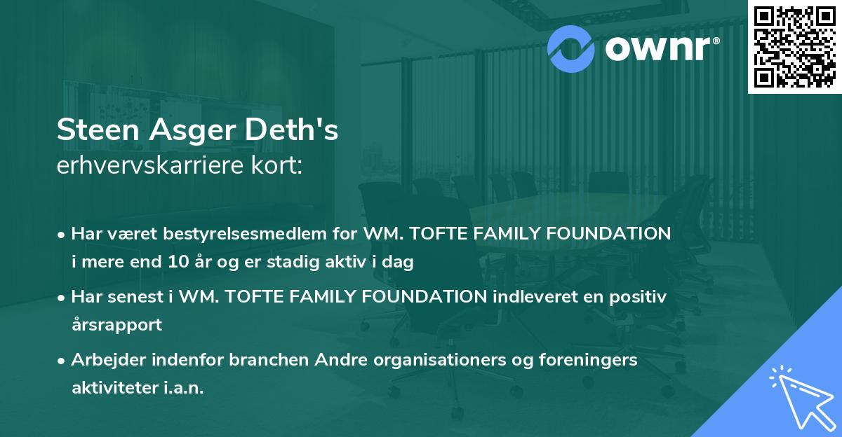 Steen Asger Deth's erhvervskarriere kort