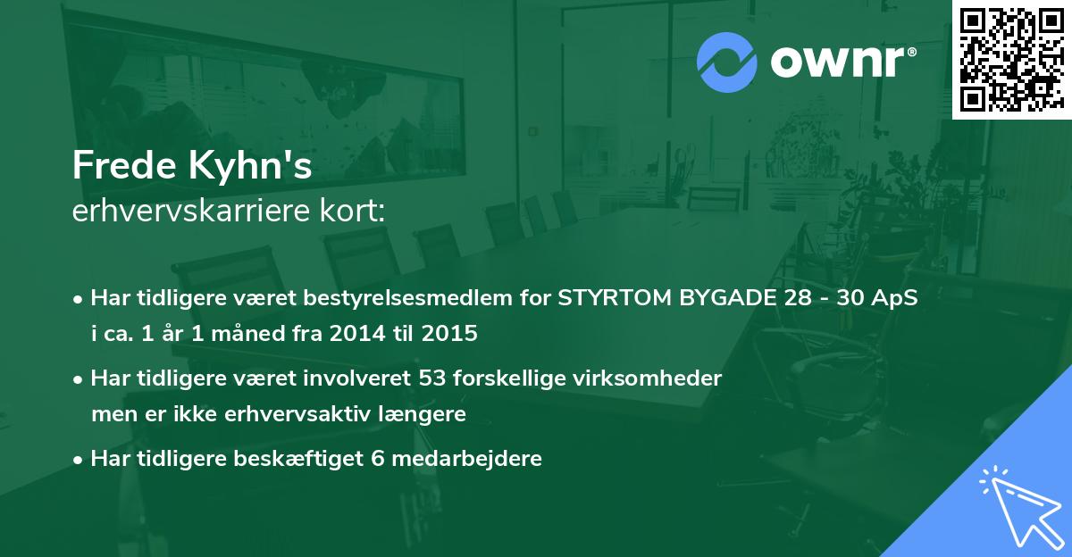 Frede Kyhn's erhvervskarriere kort