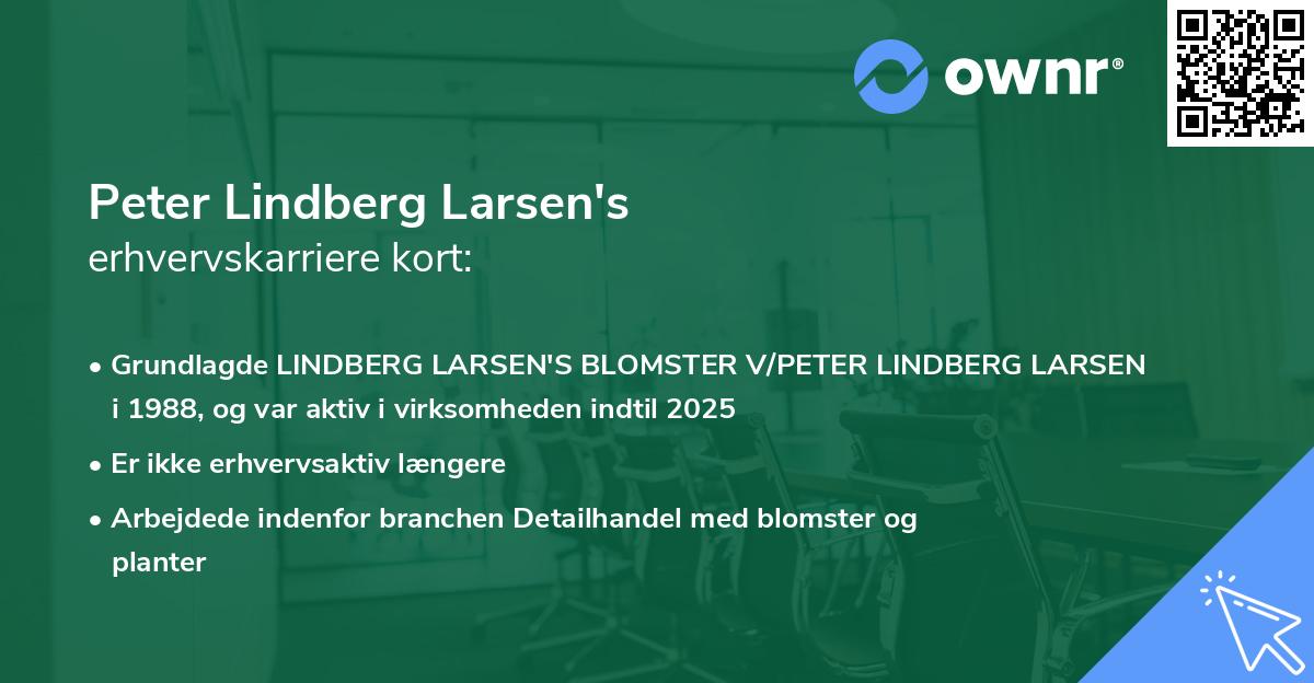 Peter Lindberg Larsen's erhvervskarriere kort