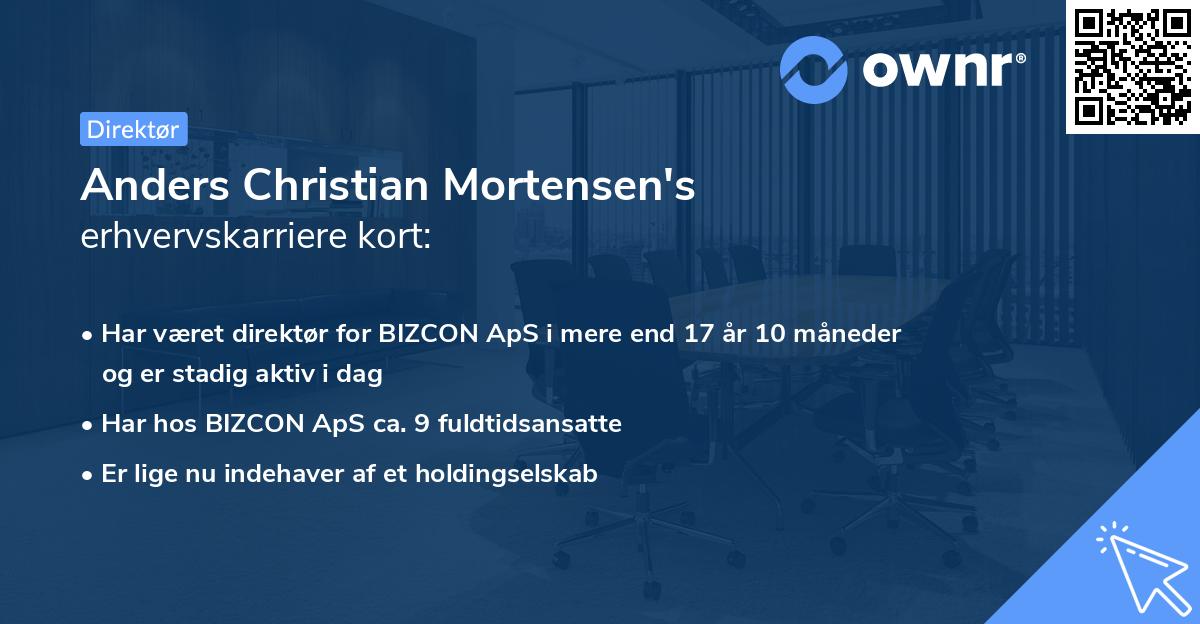 Anders Christian Mortensen's erhvervskarriere kort