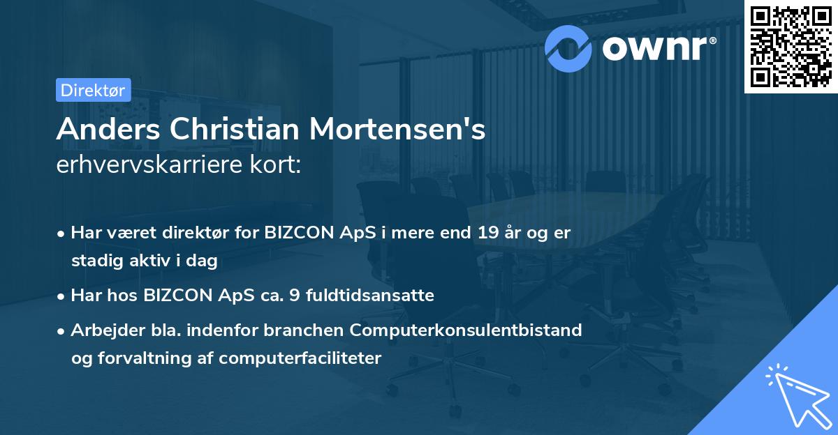 Anders Christian Mortensen's erhvervskarriere kort