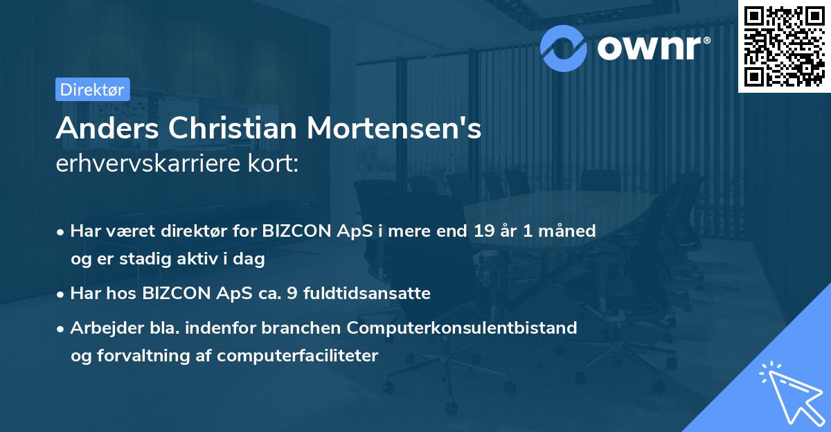 Anders Christian Mortensen's erhvervskarriere kort