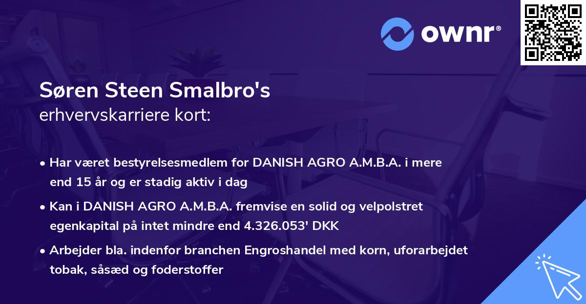Søren Steen Smalbro's erhvervskarriere kort