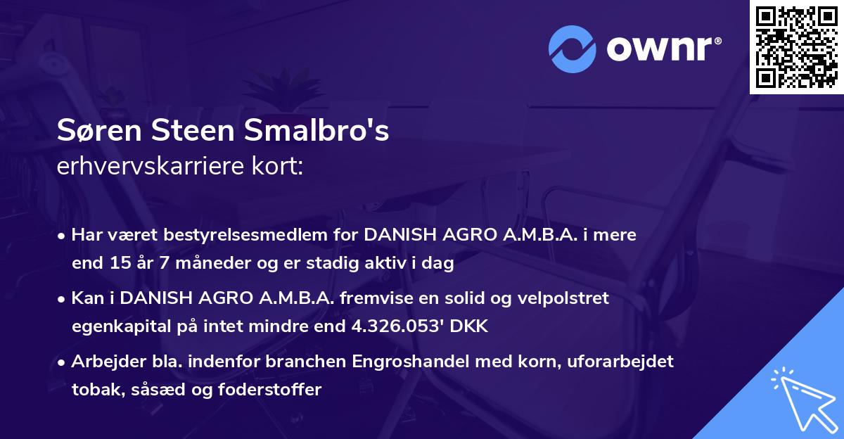 Søren Steen Smalbro's erhvervskarriere kort