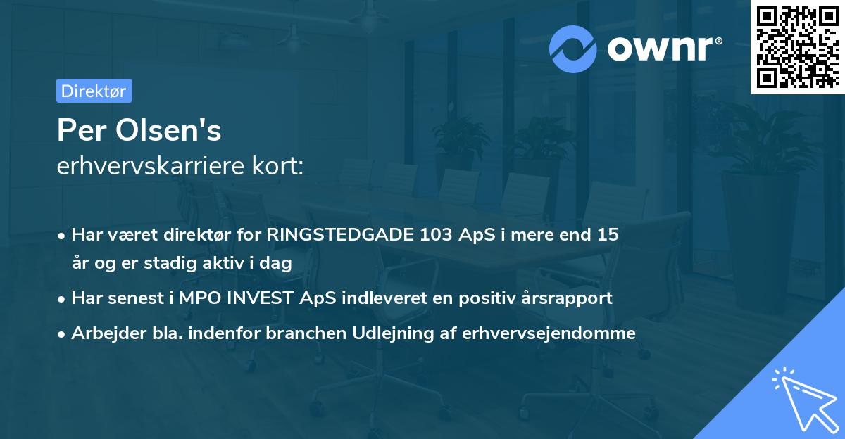 Per Olsen's erhvervskarriere kort