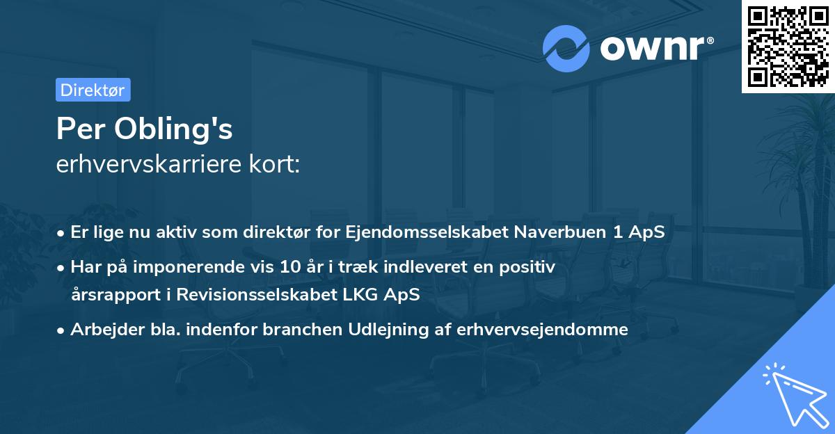 Per Obling's erhvervskarriere kort