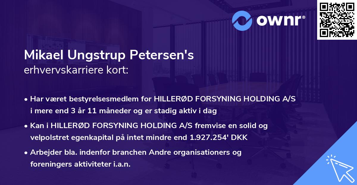 Mikael Ungstrup Petersen's erhvervskarriere kort