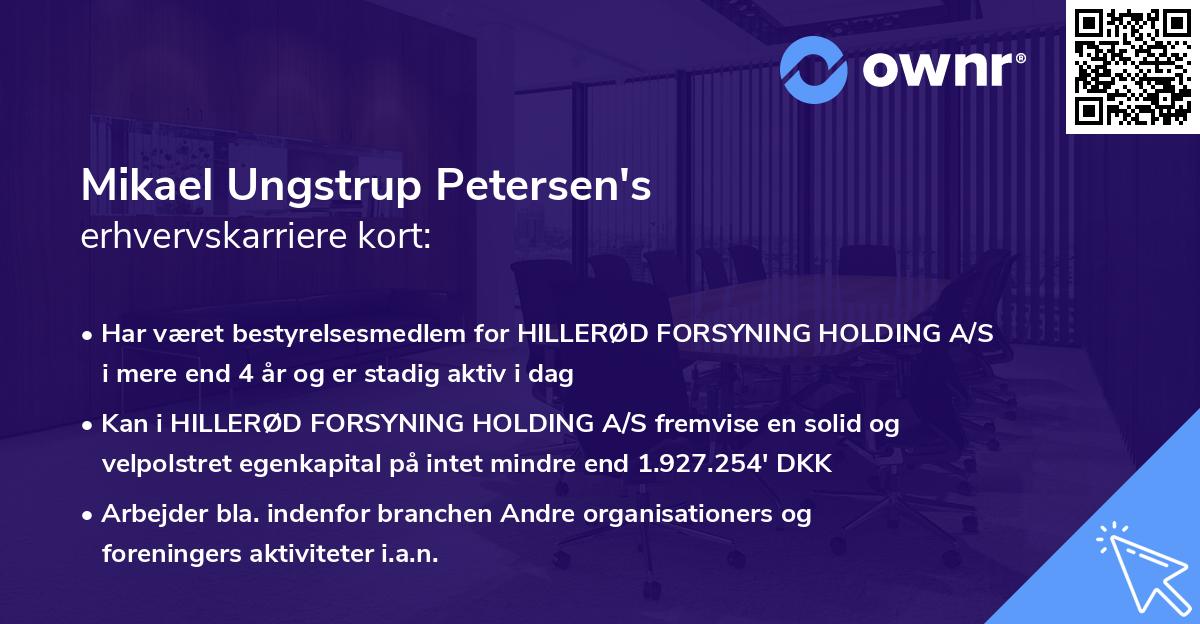 Mikael Ungstrup Petersen's erhvervskarriere kort