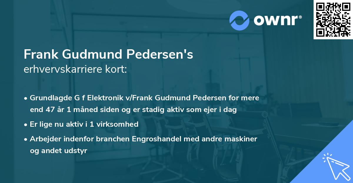 Frank Gudmund Pedersen's erhvervskarriere kort
