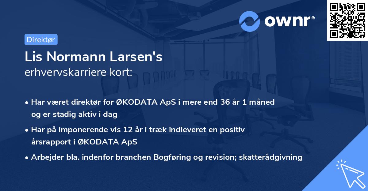 Lis Normann Larsen's erhvervskarriere kort