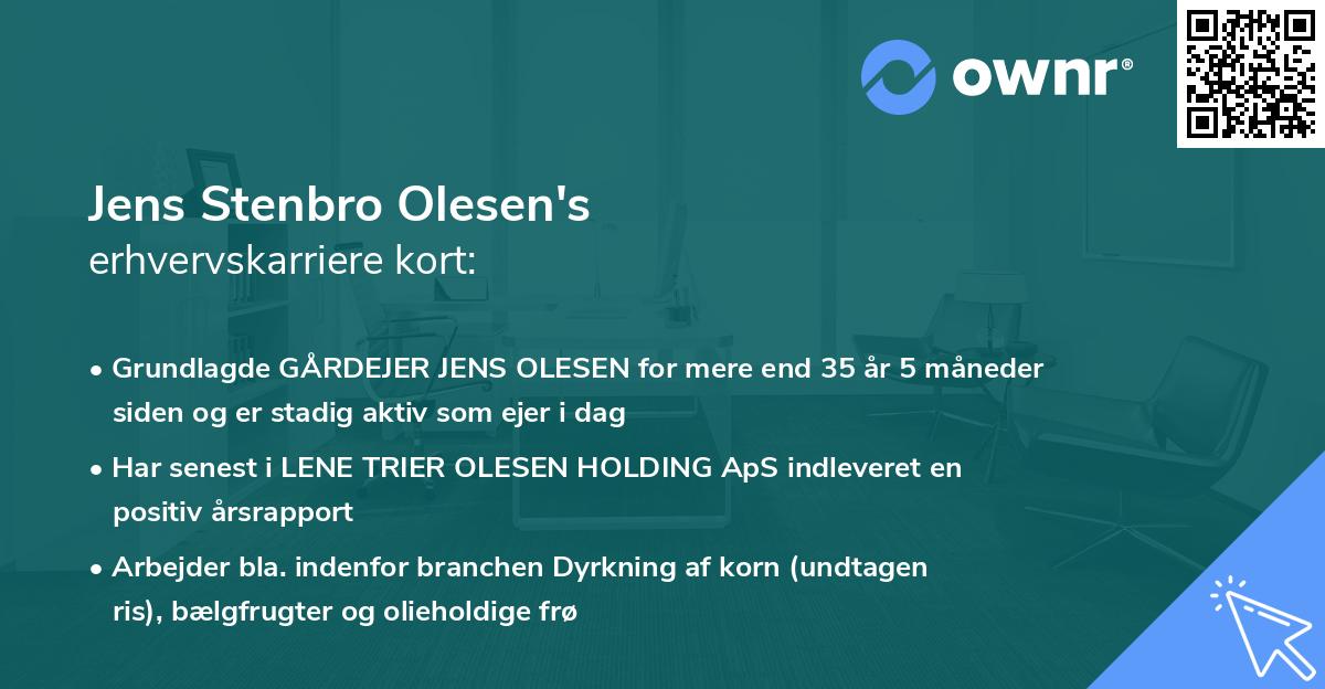 Jens Stenbro Olesen's erhvervskarriere kort