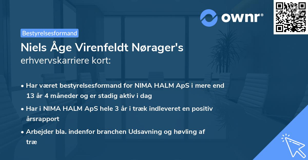 Niels Åge Virenfeldt Nørager's erhvervskarriere kort