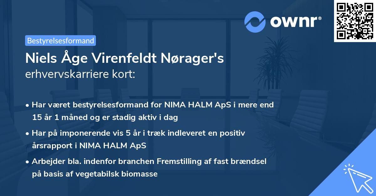 Niels Åge Virenfeldt Nørager's erhvervskarriere kort