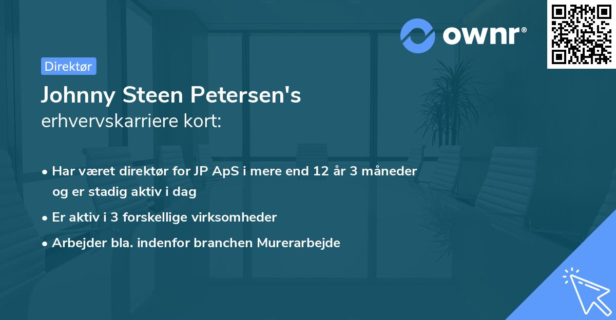Johnny Steen Petersen's erhvervskarriere kort