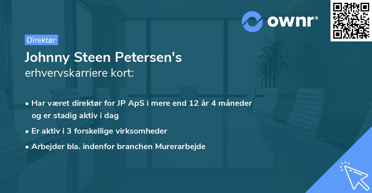 Johnny Steen Petersen's erhvervskarriere kort