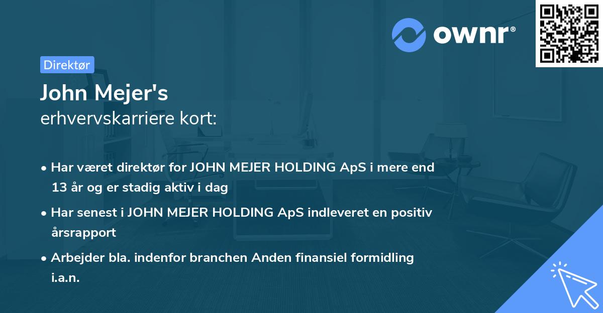 John Mejer's erhvervskarriere kort