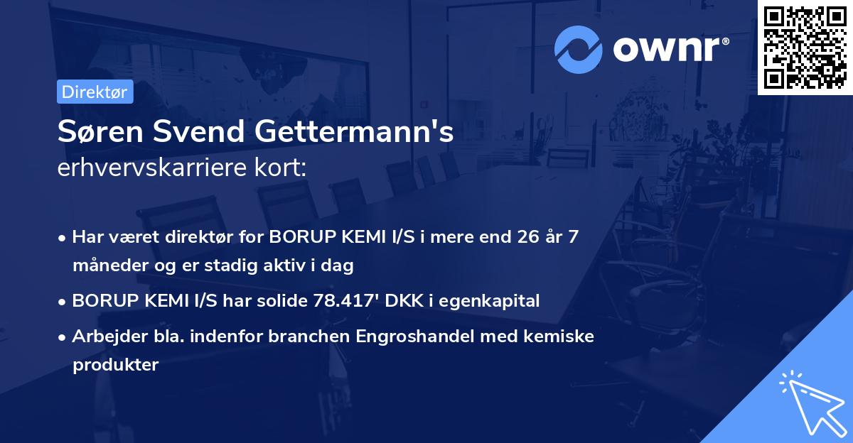Søren Svend Gettermann's erhvervskarriere kort