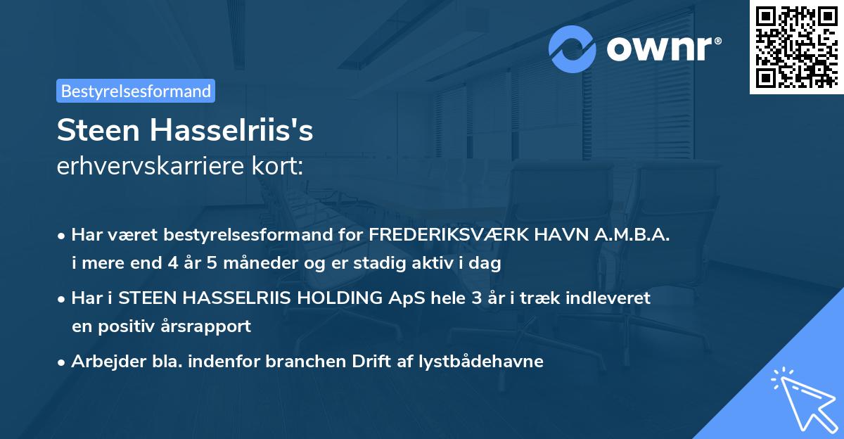 Steen Hasselriis's erhvervskarriere kort