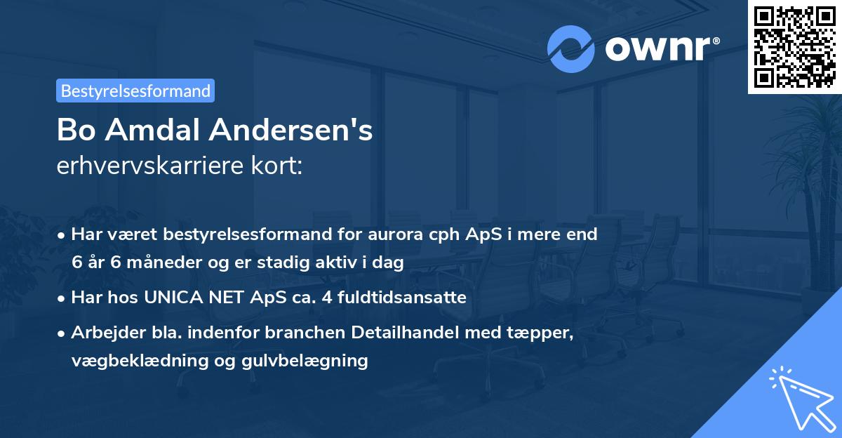 Bo Amdal Andersen's erhvervskarriere kort