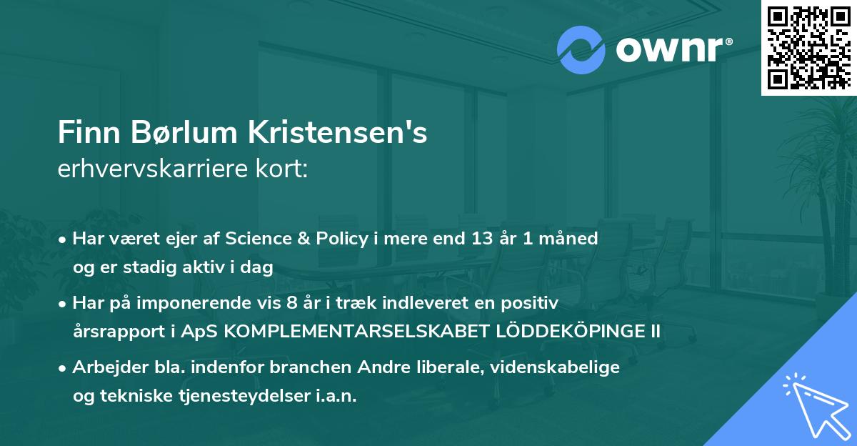 Finn Børlum Kristensen's erhvervskarriere kort