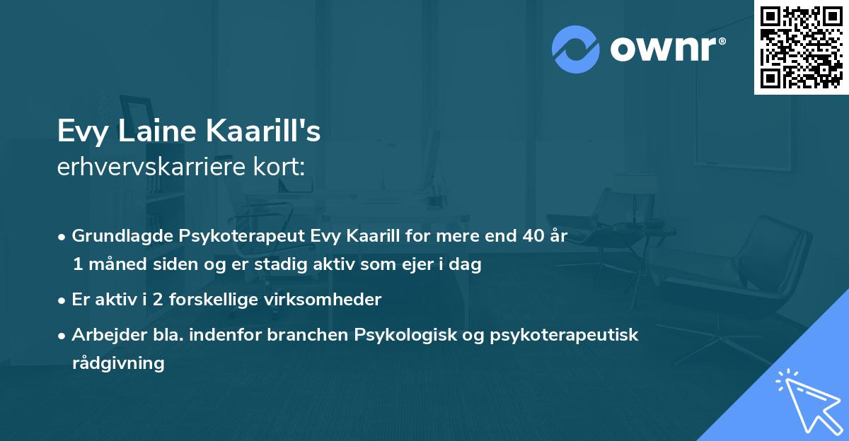 Evy Laine Kaarill's erhvervskarriere kort