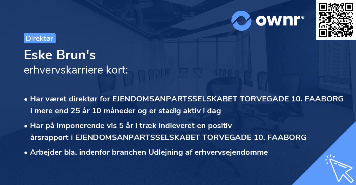 Eske Brun's erhvervskarriere kort